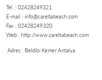 Carelta Beach Resort & Spa iletiim bilgileri